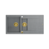 QUADRON EVAN 156 GraniteQ zlewozmywak z syfonem Push To Open 1,5-komorowy z/o (1000x500x210; kom. 420x480) silver stone / elementy złote HQE5510050U5PVDG1P2O